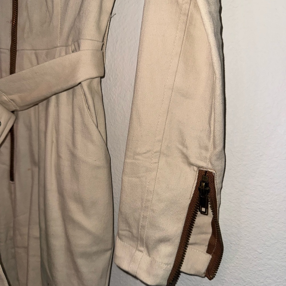 Fashion Nova Cream Jumpsuit with Brown Accents - Picture 3 of 4